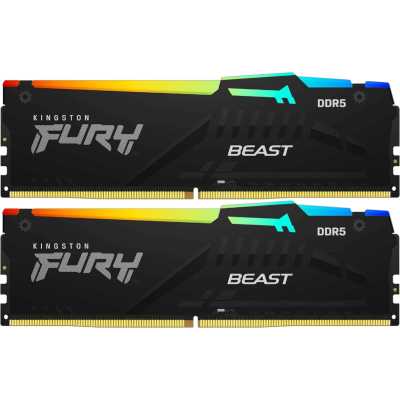 Модуль памяти DDR 5 DIMM 128Gb PC44800, 5600Mhz, Kingston FURY Beast Black RGb CL40 (Kit of 2) (KF556C40BBAK2-128)