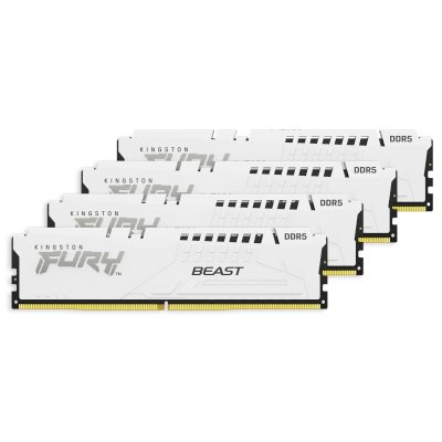 Модуль памяти DDR 5 DIMM 128Gb PC44800, 5600Mhz, Kingston FURY Beast White XMP CL40 (Kit of 4)(KF556C40BWK4-128)