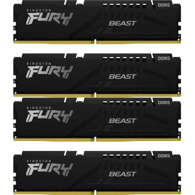 Оперативная память Kingston Fury Beast, DDR5, 128Gb (4x32 Gb), 5600 MHz, CL40, радиатор, черный