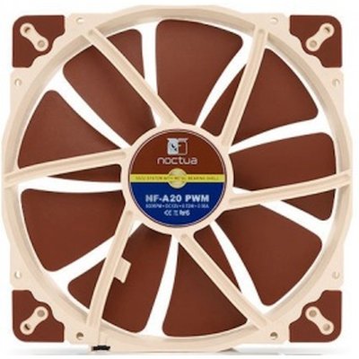 Кулер для корпуса/ Case Cooler Noctua NF-A20 PWM (200x200x30mm, 4-pin PWM, 86.46CFM, 18.1dBA, 800RPM, Beige/Brown)