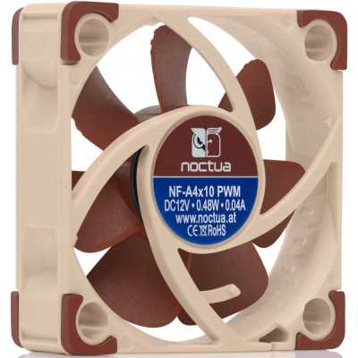 Кулер для корпуса/ Case Cooler Noctua NF-A4x10 PWM (40x40x10mm, 4-pin PWM, 5.2CFM, 19.6dBA, 5000RPM, Beige/Brown)