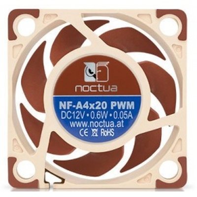 Кулер для корпуса/ Case Cooler Noctua NF-A4x20 PWM (40x40x20mm, 4-pin PWM, 5.53CFM, 14.9dBA, 5000RPM, Beige/Brown)