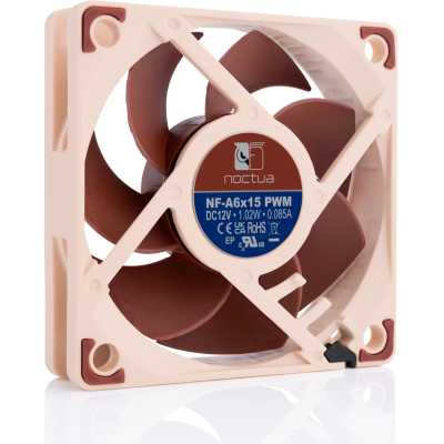 Кулер для корпуса/ Case Cooler Noctua NF-A6x15 PWM (60x60x15mm, 4-pin PWM, 23.4CFM, 19.8dBA, 3500RPM, Beige/Brown)
