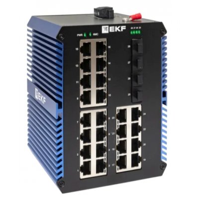 Коммутатор EKF TSX-U-4GX/SFP-24GTP, 24×1 Гбит/с PoE + 4×1 Гбит/с SFP, неуправляемый