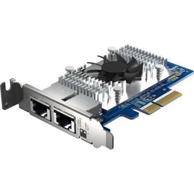 Сетевая карта QNAP QXG-10G2T-X710 LAN Expansion Card, PCIe Gen 3, Two 10GbE (10G/5G/2.5G/1G/100M)) Ports with SR-IOV and iSCSI, Block-based, Supports Multiple Virtual Disk Modes