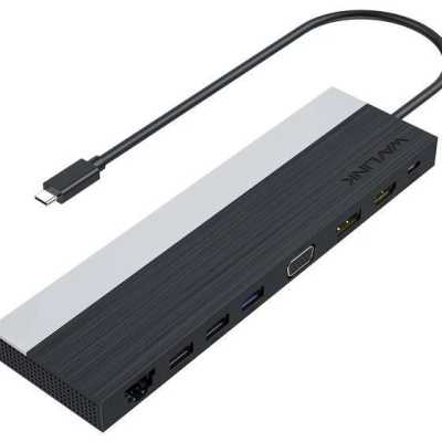 USB-концентратор Docking Station WAVLINK USB-C 4K Universal/85W PowerDelivery/2xUSB3.0/2xUSB2.0/1xUSB C/1xDP 4K 30HZ/1xHDMI 4K 30HZ/1xVGA/1xGigabit LAN/1xAudio In/Out/1xSD/Micro SD CardReader