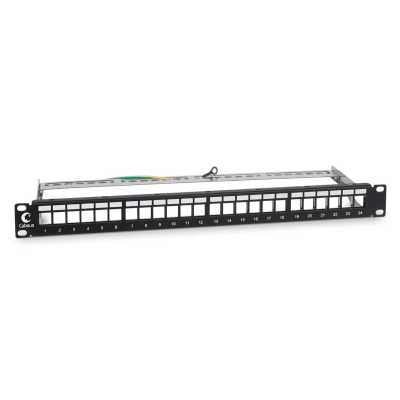Патч-панель модульная Cabeus PLB-24-SH 19", 1HU, портов: 24 х keystone, кат. 5-7A, неэкр., черный, без модулей