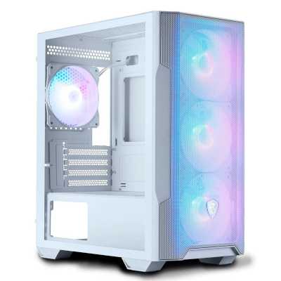 Компьютерный корпус MSI MAG FORGE M100R WHITE Mini-Tower, MATX, 1xUSB 3.0, 2xUSB 2.0, 4x120мм ARGb Fan, ARGb Control Board, Tempered Glass Window, Brown Box (932220)