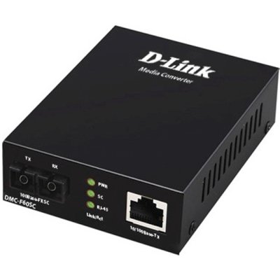 Медиаконвертер D-Link DMC-F60SC/B1A с 1 портом 10/100Base-TX и 1 портом 100Base-FX с разъемом SC для одномодового оптического кабеля (до 60 км)