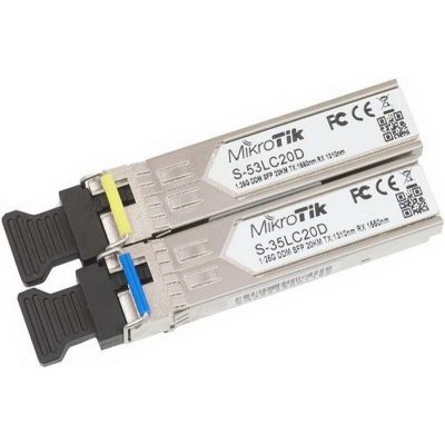 Трансивер Mikrotik S-3553LC20D "Pair of SFP modules, S-35LC20D (1.25G SM 20km T1310nm/R1550nm) + S-53LC20D (1.25G SM 20kmT1550nm/R1310nm)"