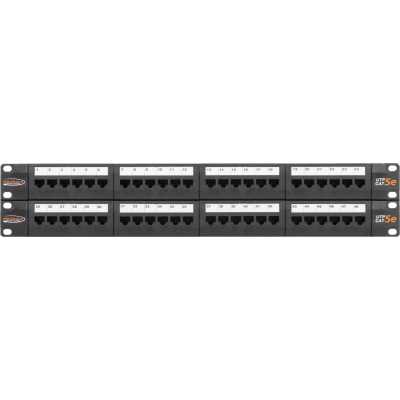 Патч-панель NikoMax NMC-RP48UD2-2U-BK 19", 2U, 48 портов, Кат.5e, RJ45/8P8C, 110/KRONE, T568A/B, неэкранированная, с органайзерами, черная