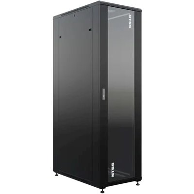 Шкаф серверный NTSS Премиум (NTSS-R42U80100GS-BL) напольный 42U 800x1000мм пер.дв.стекл металл 900кг черный 910мм 160кг 1987мм IP20 сталь