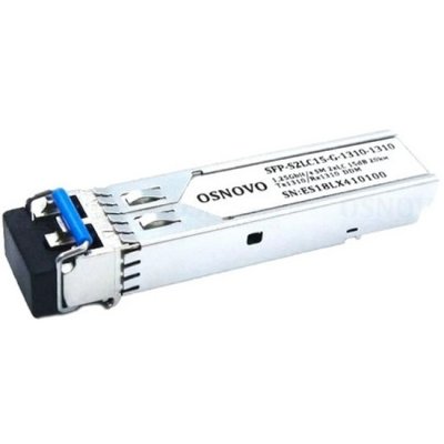 OSNOVO SFP-S2LC15-10G-1310-1310 Оптический SFP Модуль 10G. Два волокна Single Mode. Скорость: 10 Гбит/c. Тип разъема: 2LC. Оптический бюджет: 15дБ. Расстояние передачи - до 20км. Рабочая длина волны,н