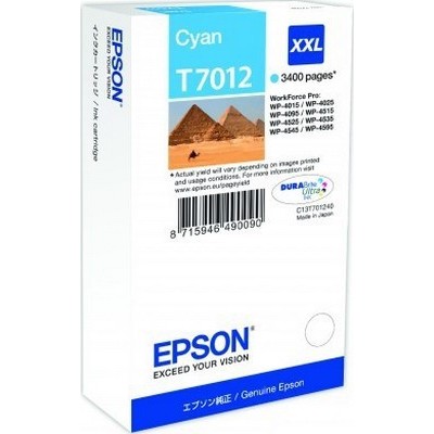 Картридж струйный Epson T70124010 голубой (3400 стр.) для WorkForce WP-4015DN WP-4015, WP-4025DW WP-4025, WP-4095DN WP-4095, WP-4515DN WP-4515, WP-4525DNF WP-4525, WP-4535DWF WP-4535, WP-4595DNF WP-4595