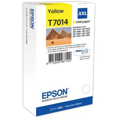 Картридж струйный Epson C13T70144010 желтый (3400 стр. сверх-повышенной емкости) для WorkForce WP-4015DN WP-4015, WP-4025DW WP-4025, WP-4095DN WP-4095, WP-4515DN WP-4515, WP-4525DNF WP-4525, WP-4535DWF WP-4535, WP-4595DNF WP-4595