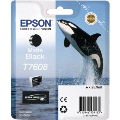 Картридж EPSON T7608 черный матовый для SC-P600 (C13T76084010/C13T76084N10)