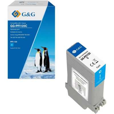 Картридж струйный G&G GG-PFI120C PFI-120 C голуб.пигм. (130мл) для Canon imagePROGRAF TM-200/205/300