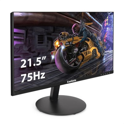 Монитор 21.5" ExeGate EX295590RUS IPS 1920x1080, 75 Гц, 5 мс, 16:9, 250 кд/м2, 1xHDMI, 1xVGA, 1xDP, 1x3.5 мм, черный