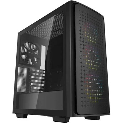 Компьютерный корпус Deepcool CK560 без БП, боковое окно (закаленное стекло), 3xARGB LED 120мм вентилятора спереди и 1x140мм вентилятор сзади, черный, ATX