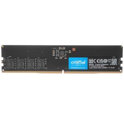 Оперативная память Crucial, DDR5, 16GB (1x16 GB), 4800 MHz, CL40, DIMM