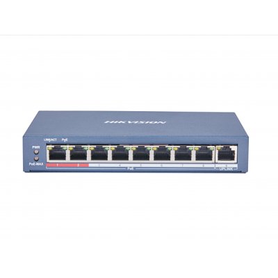 Коммутатор Hikvision DS-3E0109P-E(C), 8×100 Мбит/с PoE + 1×100 Мбит/с, неуправляемый