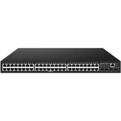 Коммутатор/ OSNOVO SW-48G4X-2L Управляемый L3 коммутатор на 48xGE RJ-45 c PoE + 4х10G SFP+ порта. Порты: 4*10/100/1000 Base-T с PoE (до 90W, A+B), 44*10/100/1000 Base-T с поддержкой PoE (IEEE 802.3af/at), 4 x 10G SFP+ Uplink