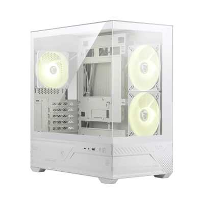 Корпус для ПК MSI MAG PANO M110R WHITE , Micro-ATX, 1xUSB 3.2 Gen 1, 1xUSB 3.2 Gen2x2 Type-C, 2x140mm, ARGB Reverse Blade Fan, 1x120mm ARGB Fan, ARGB+PWM Control Board, TG