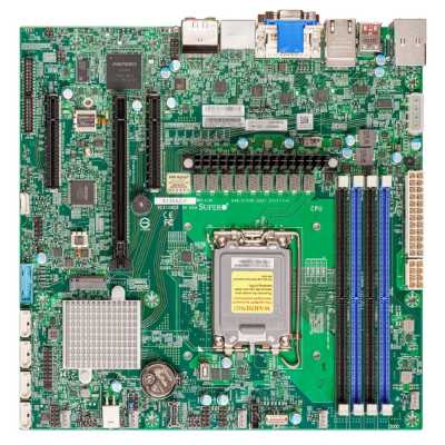 Материнская плата Supermicro X13SAZ-F, LGA1700, Intel R680E, 4xDDR5, 4xSATA, 1xM.2, 1xPCIe 5.0 x16, 2xPCIe 4.0 x4, 1xVGA, 1xDVI-D, 1xHDMI, 2xDisplayPort, 2x2.5Gb LAN, 4xUSB 3.2 Gen2, 3x3.5 мм, 7.1, microATX