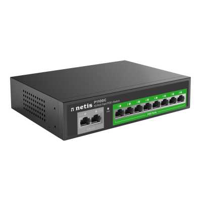 Коммутатор Netis P110GC, 8×1 Гбит/с PoE+ + 2×1 Гбит/с, неуправляемый