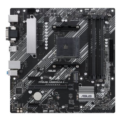 Материнская плата ASUS PRIME A520M-A II/CSM, AM4, AMD A520, 4xDDR4, 4xSATA, 1xM.2, 1xPCI-E 3.0 x16, 2xPCI-E x1, 1xDP, 1xHDMI, 1xVGA, 1x 1Gb LAN, 2xUSB-A 2.0, 4xUSB-A 3.0, 3x3.5 мм, 7.1, mATX