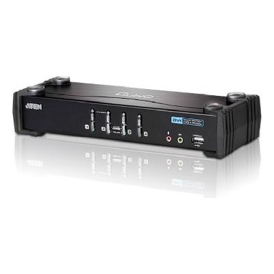 Переключатель KVM ATEN CS1784A-AT-G KVM+Audio+USB 2.0, 1 user USB+DVI => 4 cpu USB+DVI, со шнурами USB 4х1.8м., 2560x1600 60Hz DVI-D Dual Link/2048x